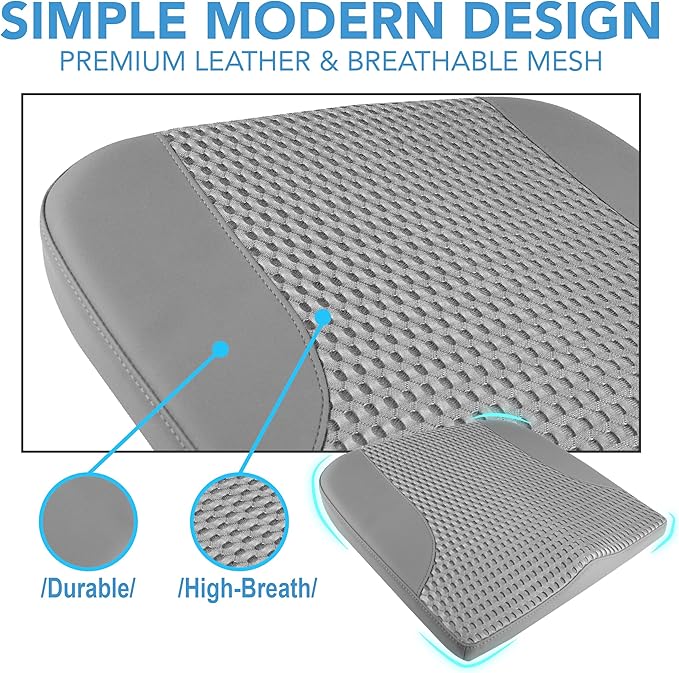 Car Seat Cushion, Comfortable Memory Foam Seat Pillow for Driving, Sciatica-Back Pain Relief, Cushion for Car-Truck, Office, Wheelchair - Dark Grey