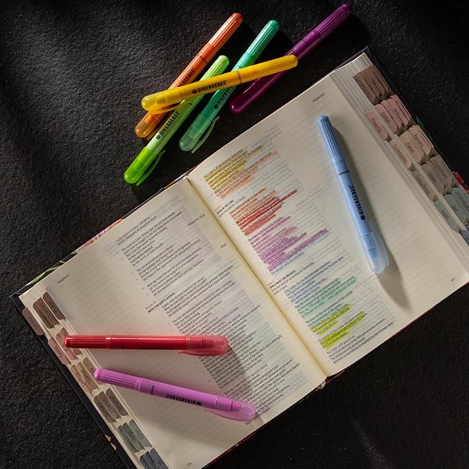 DIVERSEBEE Bible Highlighters and Pens No Bleed, 8 Pack Assorted Colors Gel Highlighters Set, Cute Bible Markers Study Journaling School Supplies and Accessories (Sorbet)