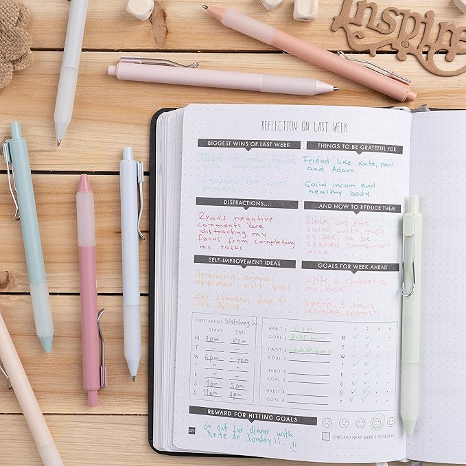 BLIEVE - Pastel Colored Gel Pens With Cool Matte Finish, Aesthetic and Cute Pens With Smooth Writing For Journaling And Bible Note Taking No Bleed Through, Cute School Supplies 8 Pack