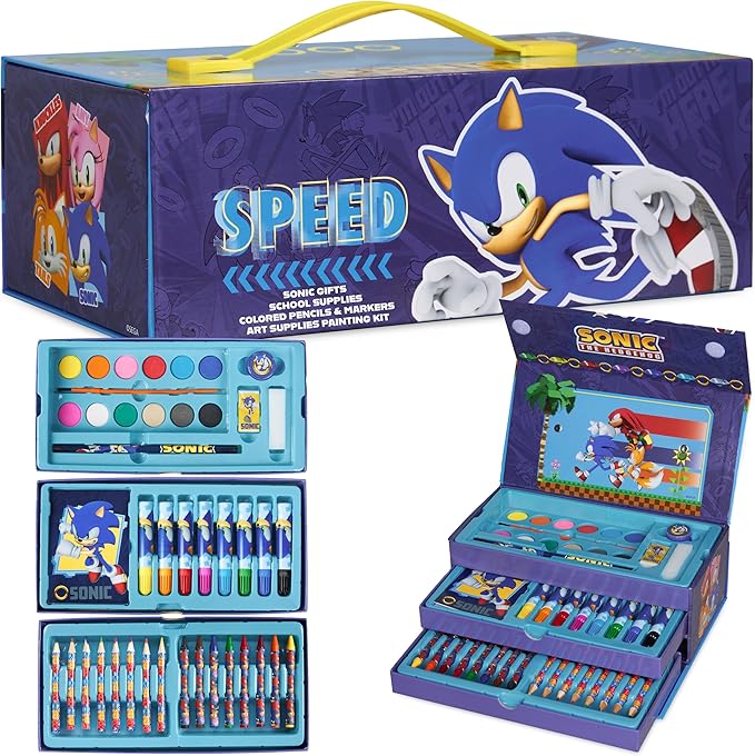 SONIC THE HEDGEHOG Colored Pencils Art Supplies Kids Drawing Kit School Supplies Set Coloring Painting Drawing Pencils Crayons Gifts for Boys