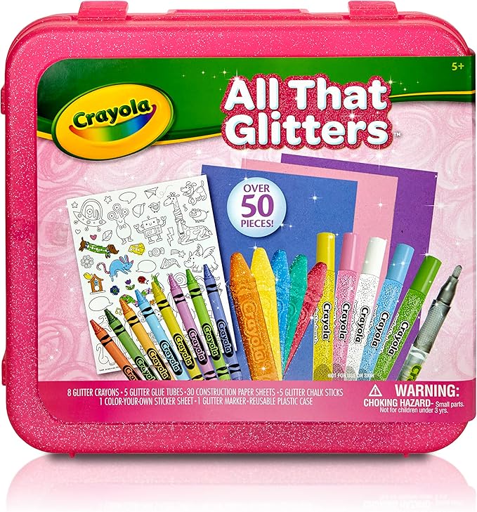 Crayola All That Glitters Art Case (50+pcs), Glitter Crayons & Coloring Supplies, Kids Art Set, Gifts for Girls & Boys, Ages 5+
