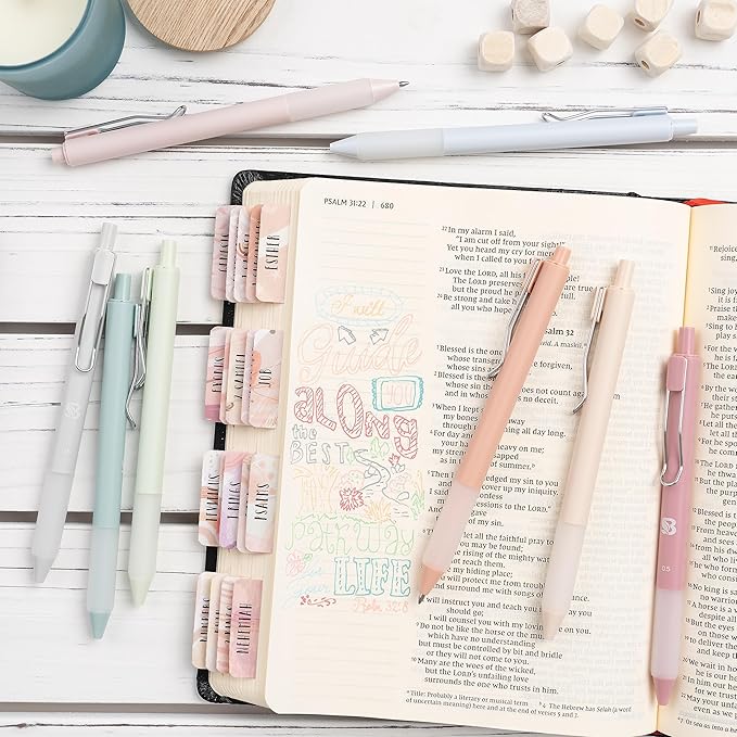 BLIEVE - Pastel Colored Gel Pens With Cool Matte Finish, Aesthetic and Cute Pens With Smooth Writing For Journaling And Bible Note Taking No Bleed Through, Cute School Supplies 8 Pack