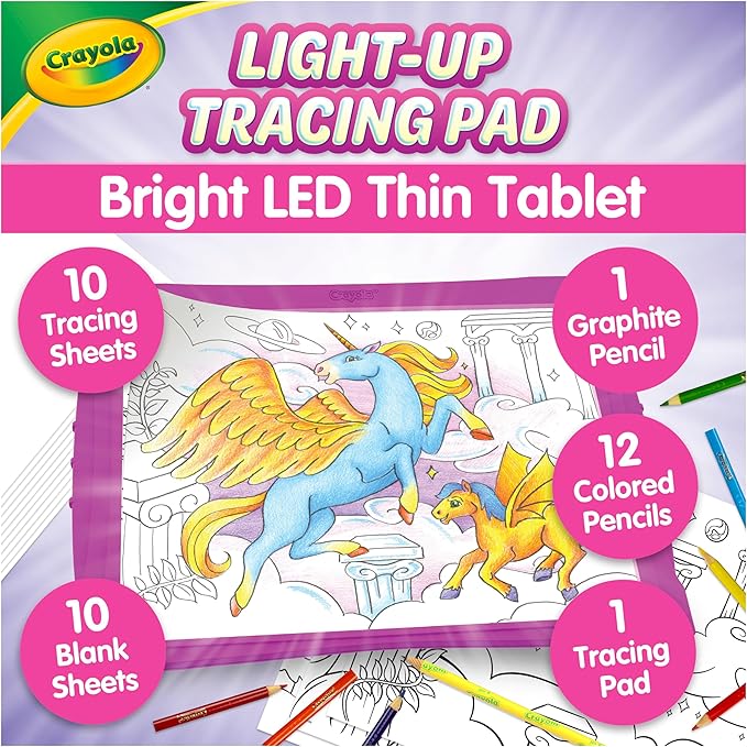 Crayola Light Up Tracing Pad Pink, Essential Easter Basket Stuffers, Best Birthday Gifts for Girls & Boys, 6, 7, 8 Year Olds, Kids Toys, Light Box Art Kit for Kids [Amazon Exclusive]