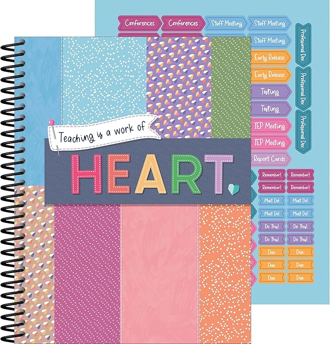 Carson Dellosa Education Crafty & Cool Teacher Planner 2025-2026,Undated 8"x11" Lesson Plan Book With Stickers,Class Schedule,Weekly Calendar,Classroom Must Haves,Homeschool Essentials,School Supplies