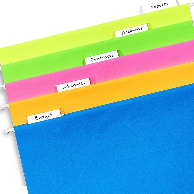 Avery Hanging File Folder Tabs and Inserts, 1/5 Cut, Clear, 20 File Folder Tabs and Inserts Total (06727)