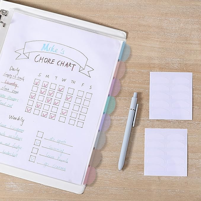 Mr. Pen- Clear Sheet Protectors with Tabs, 8 Tabs, 16 Sets, Clear Plastic Dividers for 3 Ring Binder, Insertable Index Page Divider Multicolor Tabs