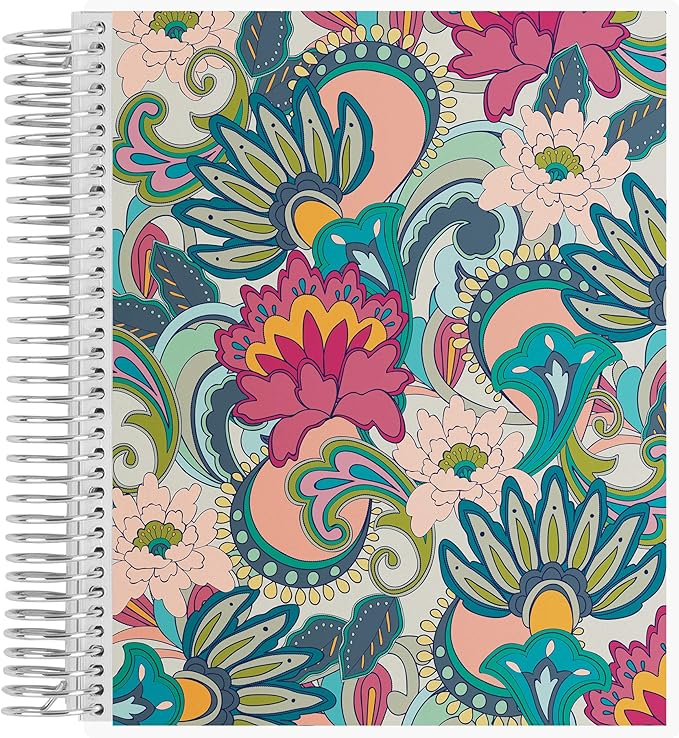 Erin Condren 8.5" X 11" Spiral Bound Dot Grid Journal Notebook - Playful Paisley, 5Mm Dot Grid, 160 Page Writing, Drawing & Art Notebook, 80Lb Thick Paper, Stickers Included