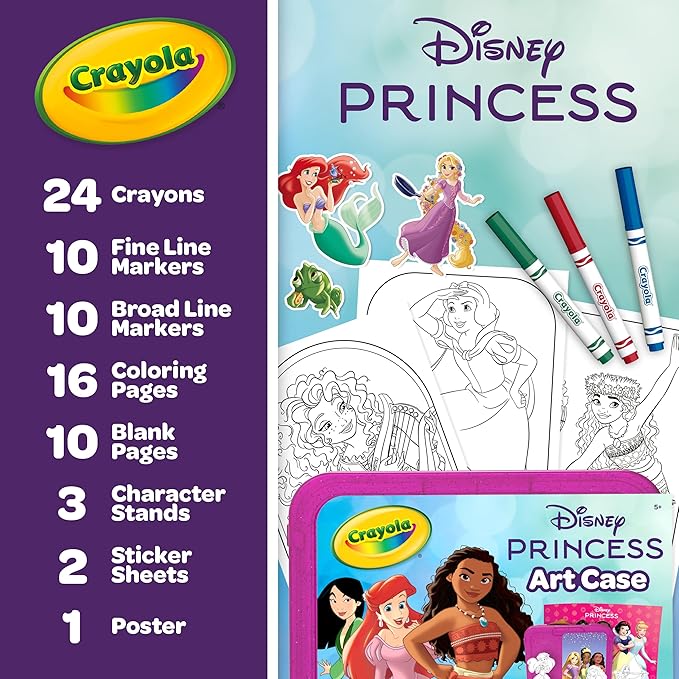 Crayola Disney Princess Art Case (75ct) Art Kit for Kids, Art Supplies, Coloring Set, Gift for Girls & Boys