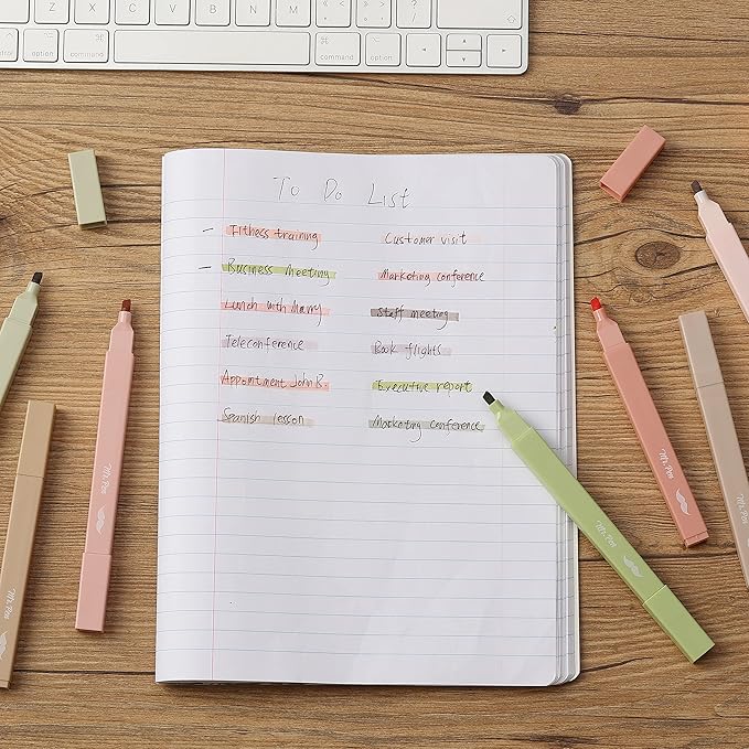 Mr. Pen- Aesthetic Highlighters, 8 pcs, Chisel Tip, Boho Colors, No Bleed Bible Highlighter Pastel, Assorted Colors, Cute