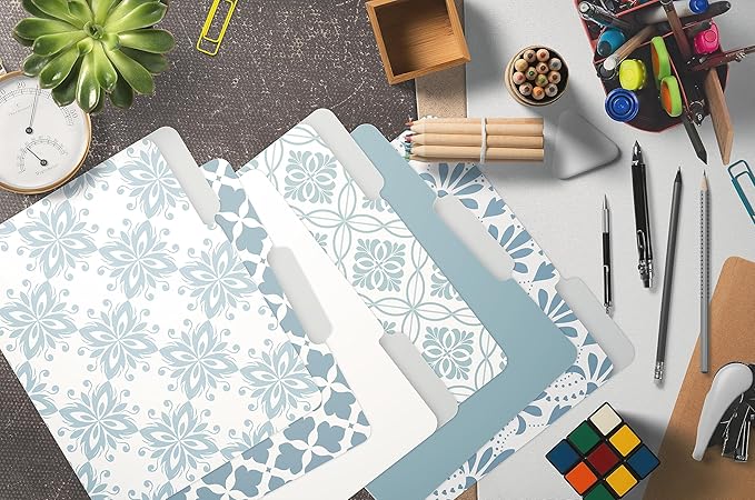 Better Office Products Decorative File Folders, 18 Pack, 9 Soft Floral Designs + 9 Matching Solid Colors, Heavyweight, Letter Size (9.5" x 11.5") with 1/3 Cut Tab, Laminated, Fashion Folders