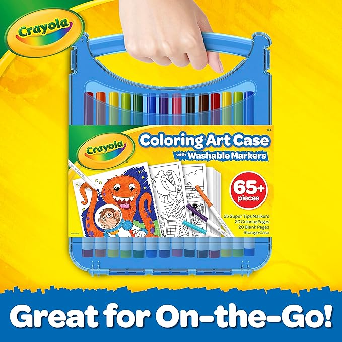 Crayola Super Tips Coloring Art Case with Coloring Pages, Kids Gift, 65+ Pieces, Packaging May Vary