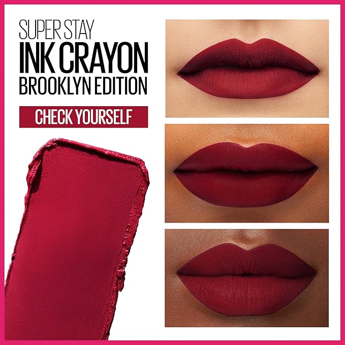 Maybelline New York Maybelline Super Stay Ink Crayon Matte Longwear Lipstick Makeup, Check Yourself, 0.04 Ounce ., 125 Check Yourself, 0.04 ounces (Pack of 2)
