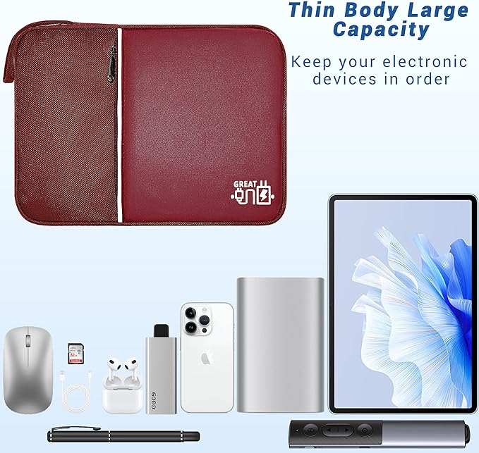Electronics Organizer,Travel Cord Organizer Pouch, Portable Cable Organizer Bags, Waterproof Electronic Accessories Storage Case for Cables, Cords, Charger, Phone (Single Layer-Large-Winered)
