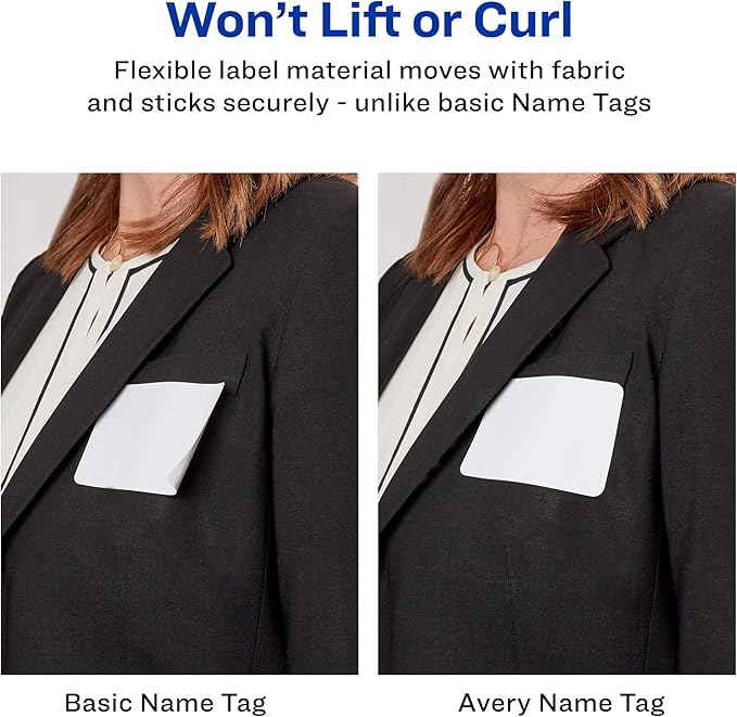 Avery Premium Event Name Tags, Ice Breaker Questions, No Lift No Curl, 80 Handwriteable Name Stickers