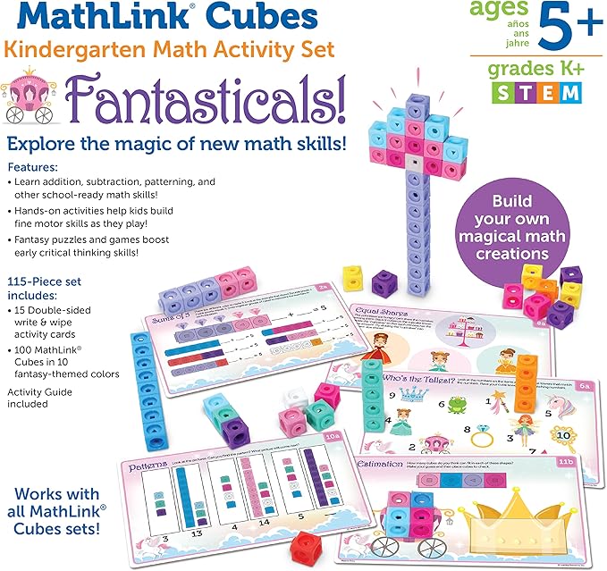 Learning Resources MathLink Cubes Kindergarten Math Activity Set: Fantasticals!