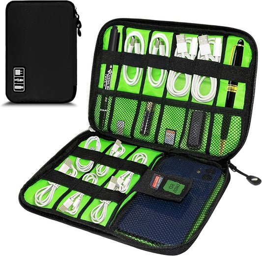 Electronics Organizer,Travel Cord Organizer Pouch, Portable Cable Organizer Bags,Travel Electronic Accessories Storage Case for Cables, Cords, Charger, Phone (Black)