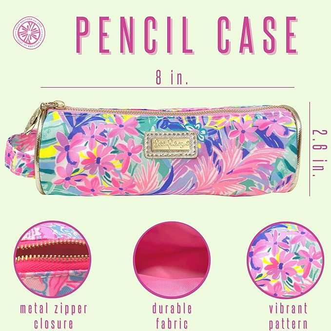 Lilly Pulitzer Cute Pencil Case, Colorful Zipper Pouch for Office Supplies, Small Travel Bag with Carrying Handle, It Was All A Dream