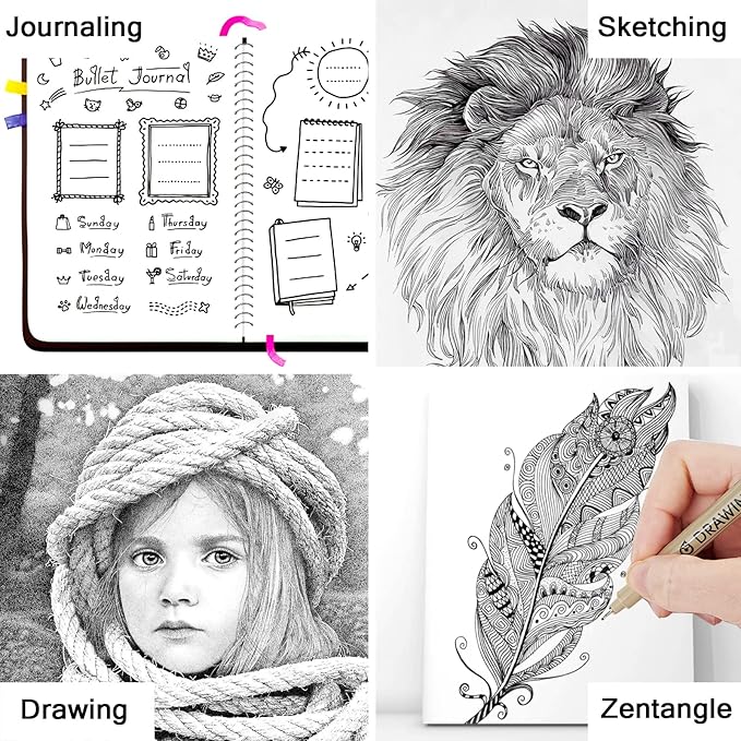 Muchcute Micro Fineliner Drawing Art Pens: 12 Black Fine Line Waterproof Ink Set Artist Supplies Archival Inking Markers Liner Sketch Outline Anime Gifts Manga Sketching Watercolor Zentangle Kit Stuff