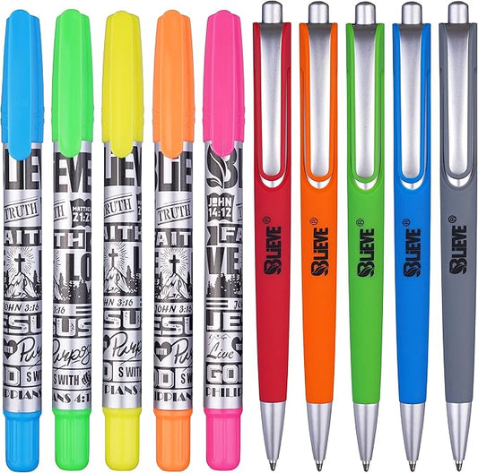 BLIEVE- Bible Study Kit With Gel Highlighters And Pens No Bleed Through, Amazing Bible Highlighter and Pens Fine Tip set Planner Supplies Gifts (10 Pack)