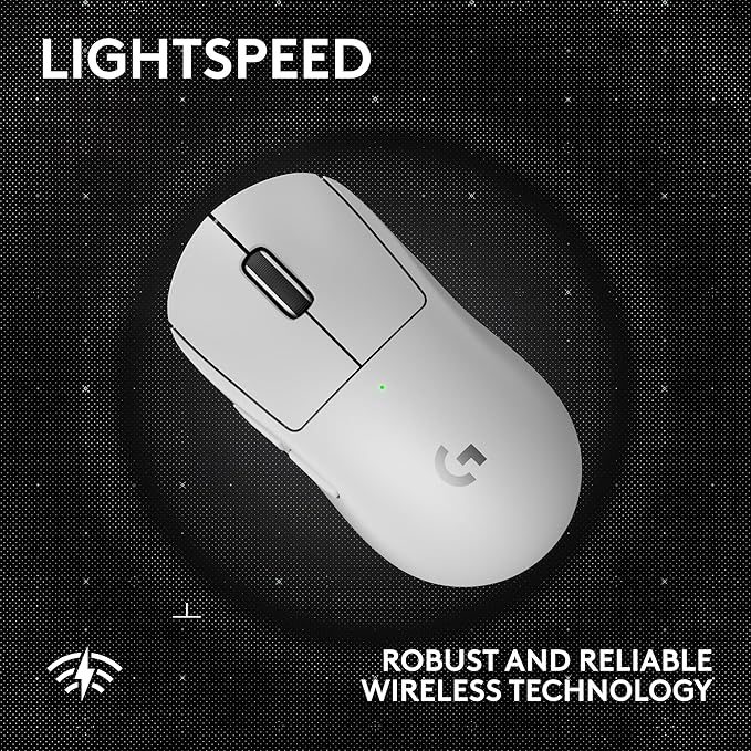 Logitech G PRO X Superlight 2 Wireless Gaming Mouse, 60g Pro-Grade with 5 Programmable Buttons, 44k DPI Sensor, 8kHz Report Rate, USB-C Charging for PC/Mac - White