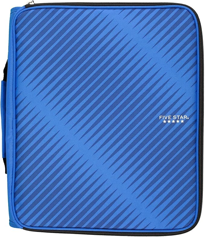 Five Star 2 Inch Zipper Binder, 3 Ring Binder, 6-Pocket Expanding File, Durable, Color Selected for You, 1 Count (29592)
