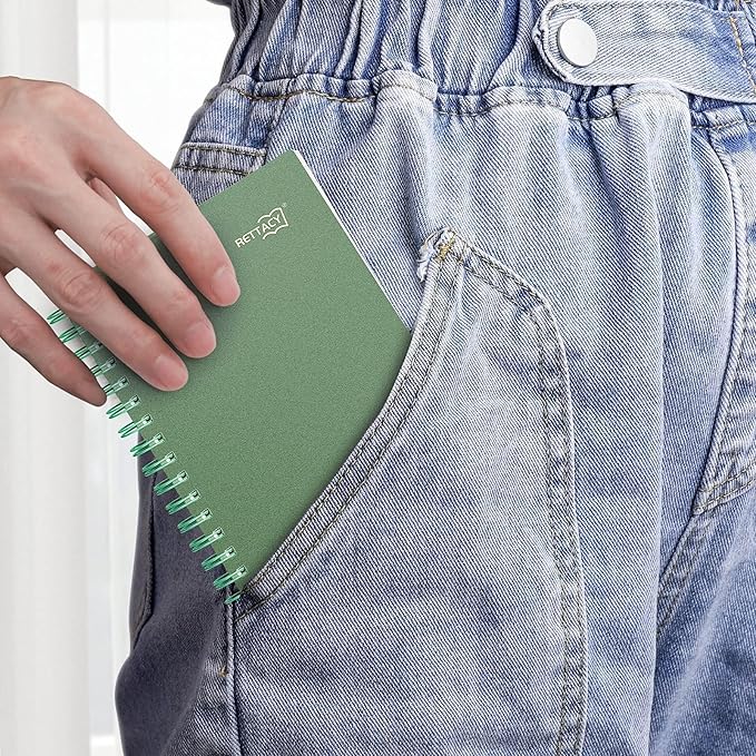 RETTACY Pocket Journal Notebook, 160 Lined Pages, A6 Mini Small Size (4.5" × 5.7"), for Work, Journaling, Writing, 100 GSM Thick Paper, Spiral-bound, Flexible Plastic Cover (Navy Blue)
