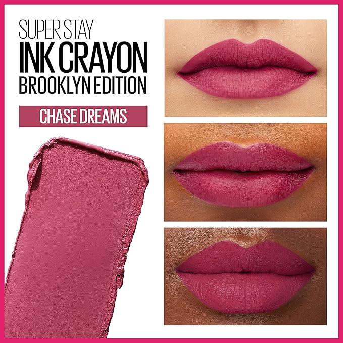 Maybelline Super Stay Ink Crayon Matte Longwear Lipstick Makeup, 150 Chase Dreams, 0.04 oz