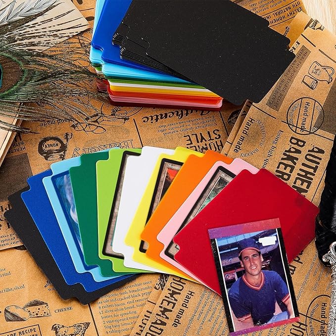 50 Pcs Trading Card Dividers Plastic Card Dividers, Multicolor Frosted Separator with Tabs Standard Vertical Compatible with MTG Games Sports TCG, 2.7 x 3.8 Inches