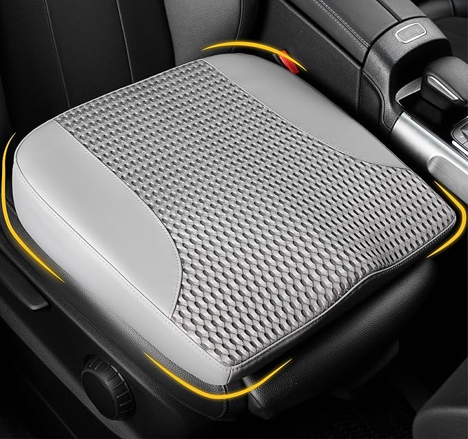 Car Seat Cushion, Comfortable Memory Foam Seat Pillow for Driving, Sciatica-Back Pain Relief, Cushion for Car-Truck, Office, Wheelchair - Gray