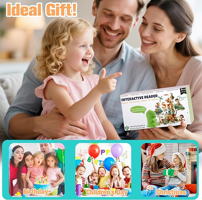 Phonics Flash Cards with Talking Pen for Homeschool Essentials -Hooked on Phonics Games for Kids Ages 4-8 Kindergarten Preschool Learning Activities, Interactive Dinosaur Learn to Read from 21 Stages
