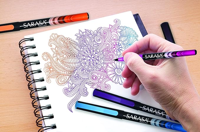 Zebra Pen, SARASA Fineliner Felt Tip Pens, 0.8mm Porous Point, Assorted Colors, Archival Quality, Acid Free, Fast-Drying Ink, Smooth Writing for Notes, Planners, and Journals, 10-Pack (67101)