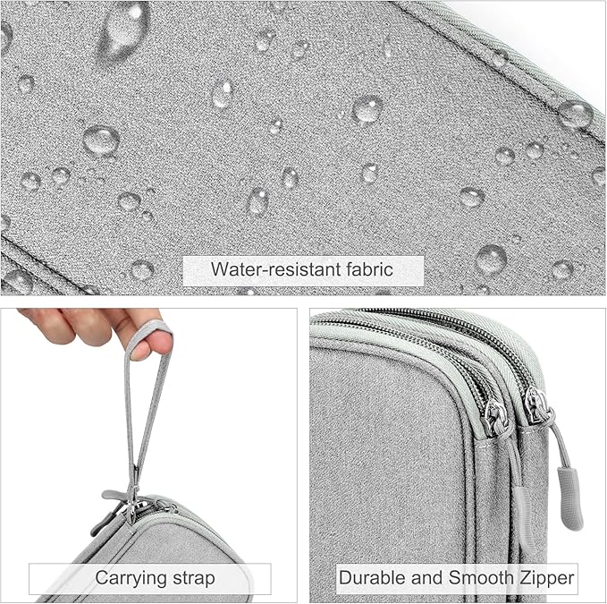 FYY Travel Cable Organizer Bag Pouch Electronic Accessories Carry Case Portable Waterproof Double Layers All-in-One Storage for Cord, Charger, Phone, Earphone Grey