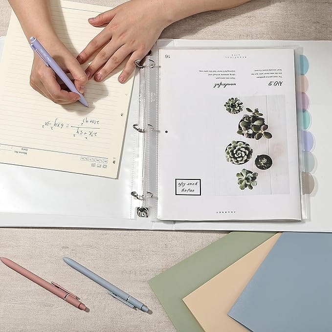 Mr. Pen- Clear Sheet Protectors with Tabs, 8 Tabs, 2 Sets, Clear Plastic Dividers for 3 Ring Binder, Insertable Index Page Divider Multicolor Tabs
