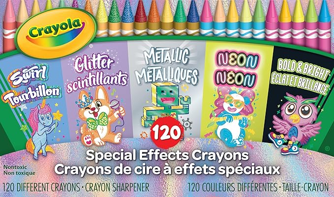 Crayola Special Effects Bulk Crayon Set (5 Pack), 24 Crayons for Kids, Coloring Supplies for Arts & Crafts, Glitter, Pastel, Bold & Bright, Neon, Metallic [Amazon Exclusive]