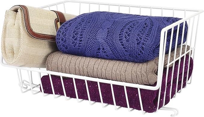 Whitmor Wire Stackable Basket, White