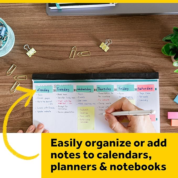 Post-it Page Markers, Assorted Colors, 1 in x 3 in, 50 Sheets/Pad, 4 Pads/Pack (671-4AF)