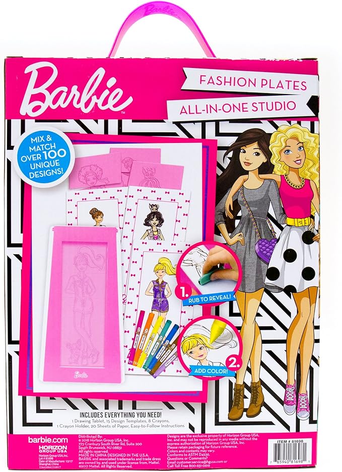 Barbie Fashion Plates All in One Studio Sketch Design Activity Set – Fashion Design Kit for Kids Ages 6 and Up