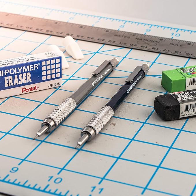 Pentel GraphGear 500 Mechanical Drafting Pencil, (0.7mm), Medium Line, Blue Barrel, Pack of 4 (PG527BP4C)