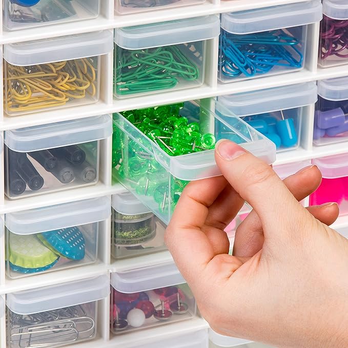 IRIS USA Screw Tool Organizer Small Parts Cabinet Chest, 44-Drawer Hardware Electronics Nuts Bolts Storage Drawers Organization Toolbox Garage Craft Business Teacher Beads Scrapbook Art Hobby - White
