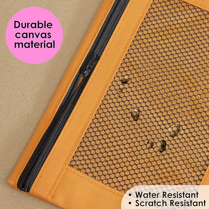 BAZIC Products Pencil Pouch 3 Ring Binder Pouch w/Rivet Enforced Rings Holes, Pastel Color Mesh Window Zipper Pouchesr, 6-Pack