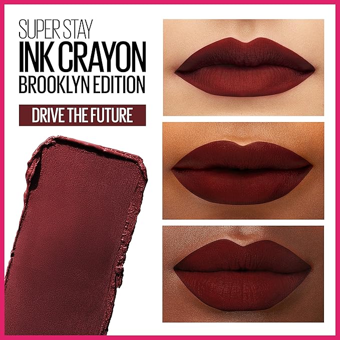 Maybelline Super Stay Ink Crayon Matte Longwear Lipstick Makeup, 165 Drive The Future, 0.04 oz