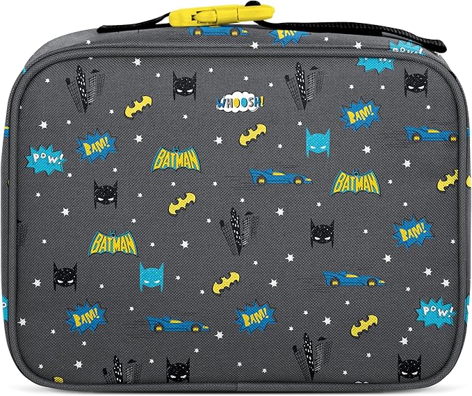 Simple Modern DC Comics Kids Lunch Box for School | Reusable Insulated Lunch Bag for Toddler, Girl, and Boy | Meal Containers with Exterior & Interior Pockets | Hadley Collection | Batman POW!