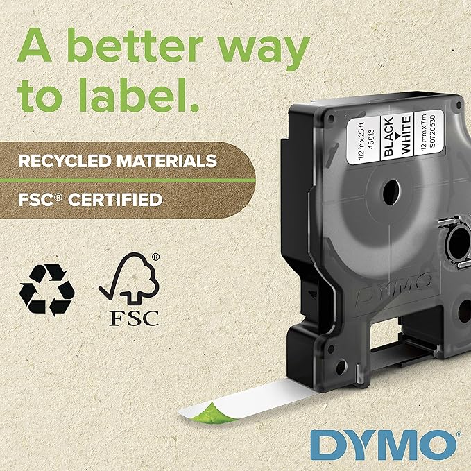 DYMO Rhino Industrial Vinyl Labels 3/4" Black Print on Orange Tape