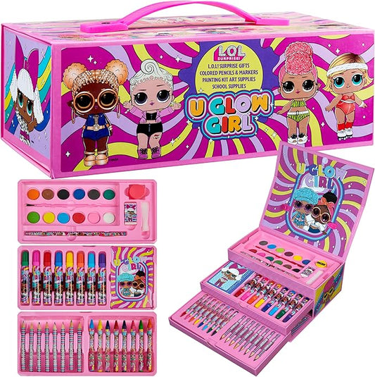 L.O.L. Surprise! Colored Pencils Art Supplies Kids Drawing Kit School Supplies Painting Kit Girls Drawing Pencils Art Kit Travel Case with Crayons Arts and Crafts for Kids 4-12 (Multicolor)