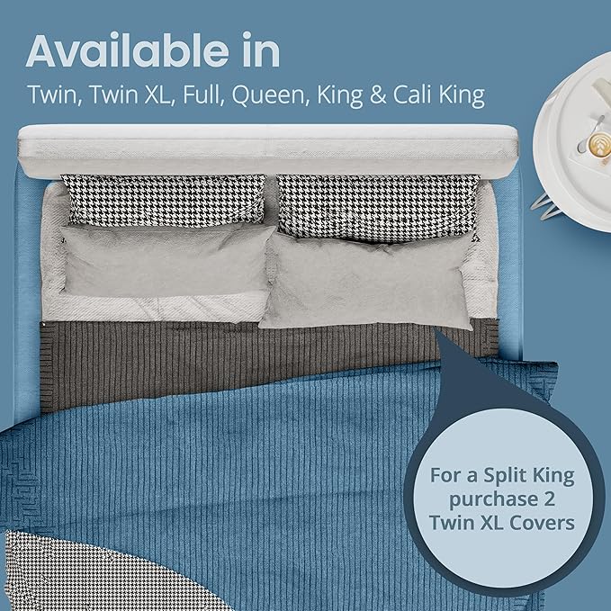 SafeRest Waterproof Queen Size Mattress Protector - Fitted with Stretchable Pockets - Machine Washable Cotton Blend Mattress Cover for Bed
