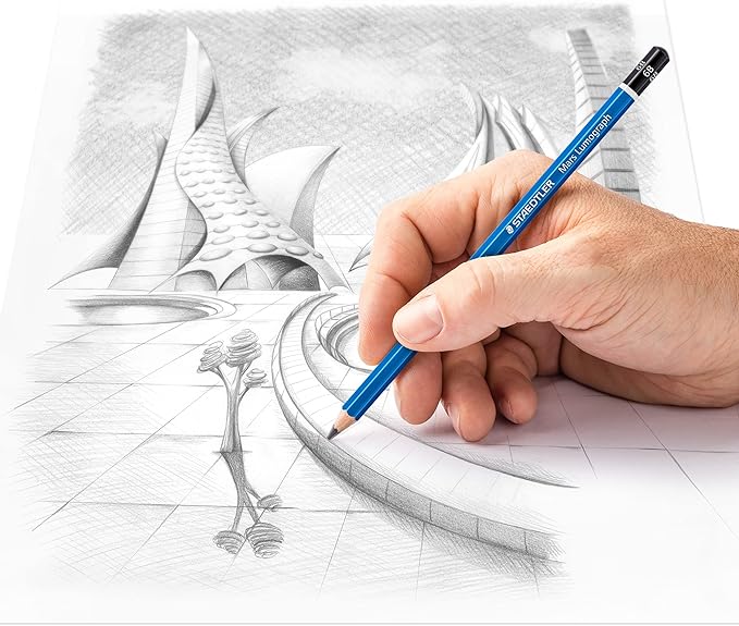 STAEDTLER Mars Lumograph 6B Graphite Art Drawing Pencil, Soft, Break-Resistant Bonded Lead, 12 Pack, 100-6B, Grey
