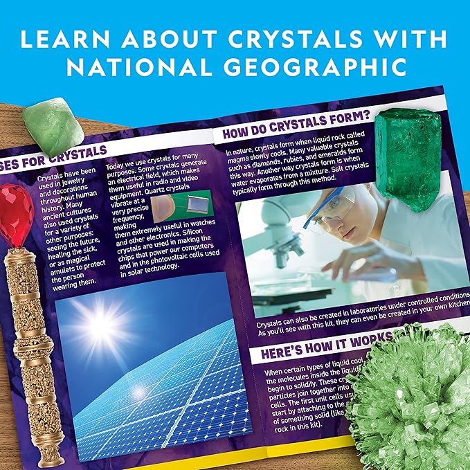 National Geographic Jumbo Crystal Growing Kit - Grow Your Own Giant Glow in The Dark Crystal in a Few Days, Science Kit, Grow Crystals for Kids, STEM Toys (Amazon Exclusive)