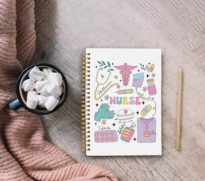 Nurse Notebook Journal, Nurse Gifts for Women, Nurse Graduation Gift, Nurse Practitioner Gifts, Registered Nurse Gifts, Nurse Appreciation Gifts, Preppy Nurse Spiral Notebook 5.5x8.3 Inch