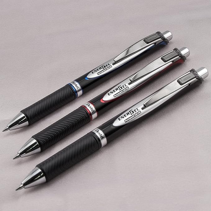 Pentel EnerGel Pro Permanent Gel Ink Pen, (0.7mm) Medium Point, Red Ink, 2-Pk (BLP77BP2B), 2 Pack