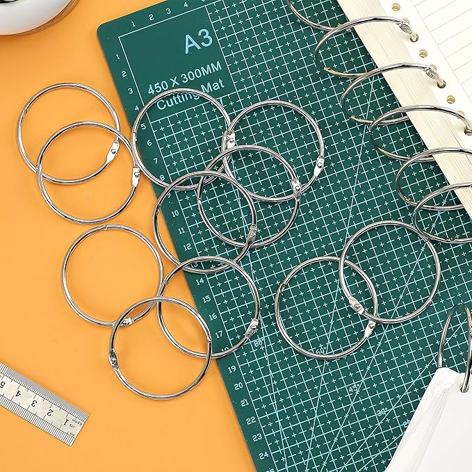Mr. Pen Loose Leaf Binder Rings - 60 Pack, 4 Sizes, Silver Metal Rings for Index & Flash Cards